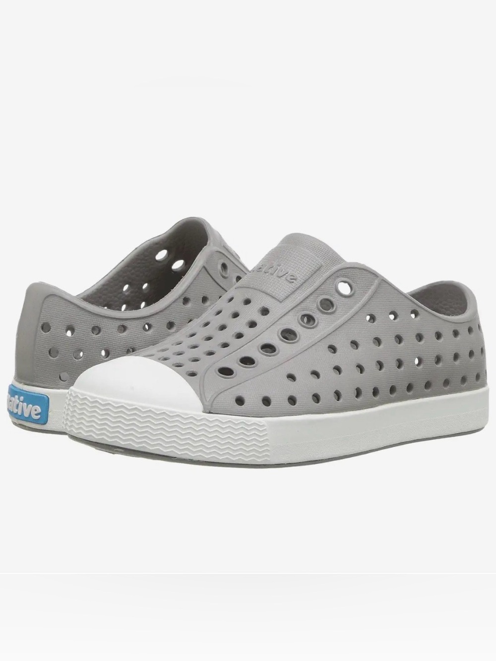 Native Shoes Kids Jefferson Slip-On Sneakers in Light Gray & White Toddler sz 7